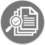 Document search icon: magnifying glass over stacked papers, indicating search within documents